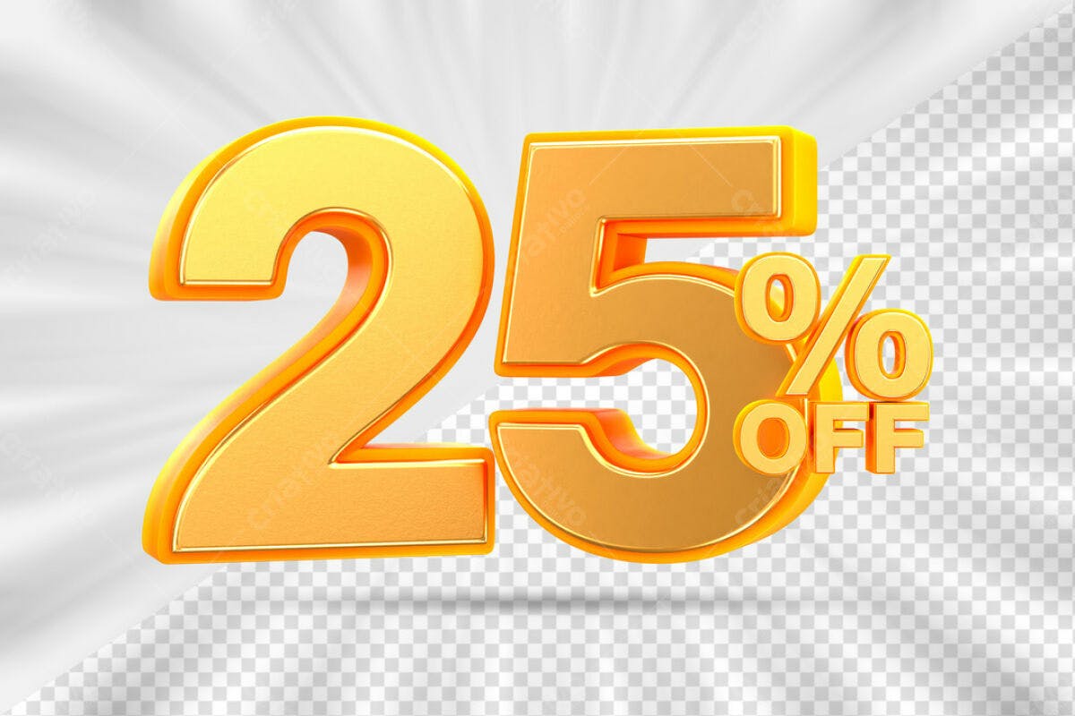 Elementos 3D para Promoção 25% OFF PSD Editável
