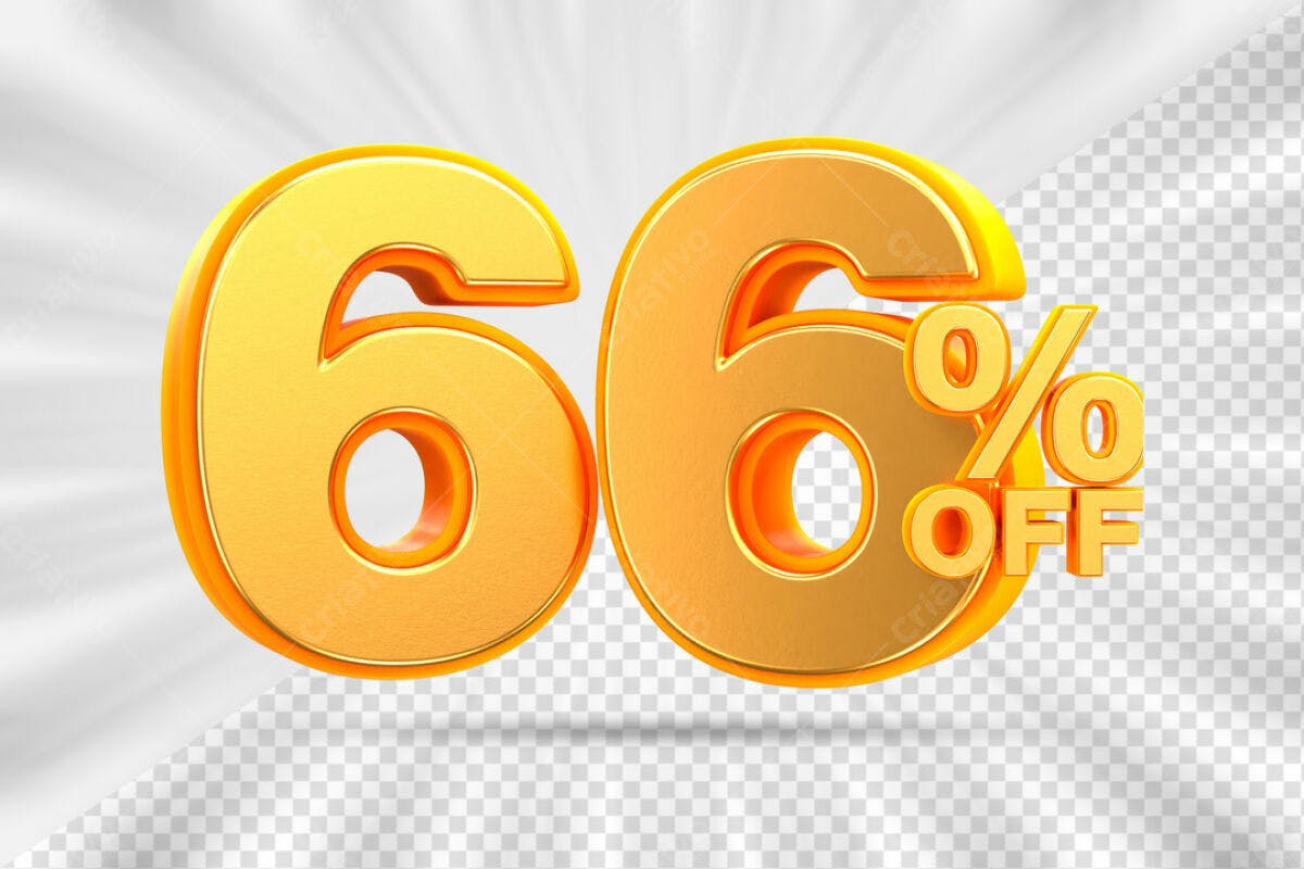 Elementos 3D para Promoção 66% OFF PSD Editável