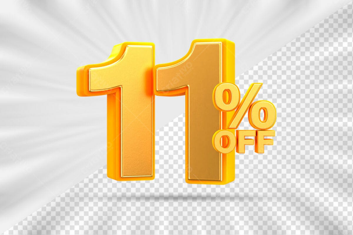 Design de Número 11% OFF em PSD Editável