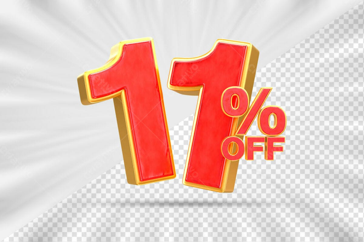 Números 11% OFF em PSD Editável para Promoções