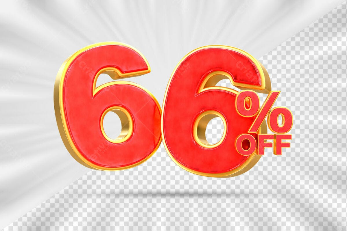 Design de Número 66% Off PSD Editável