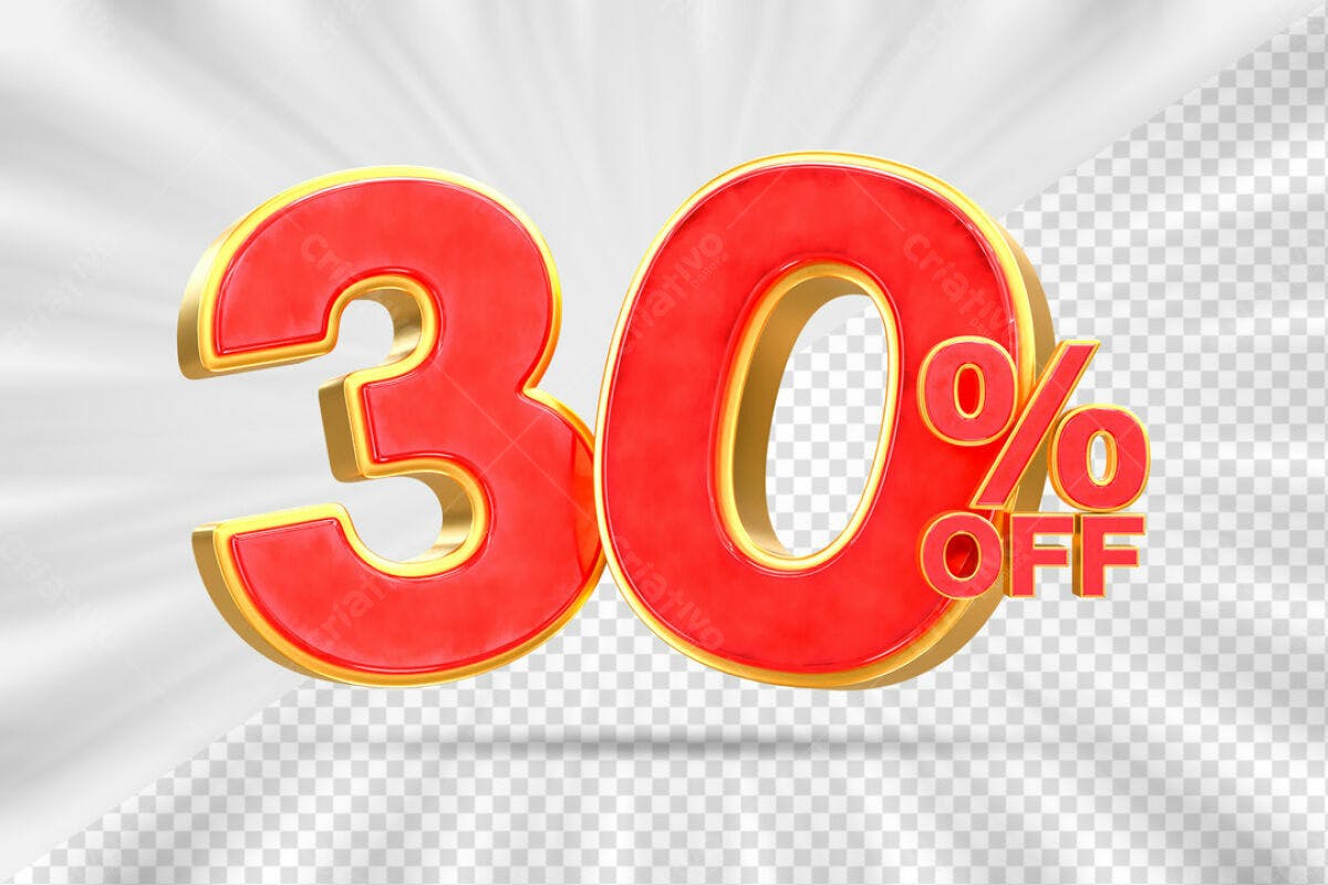 Design de Número 30% Off PSD Editável