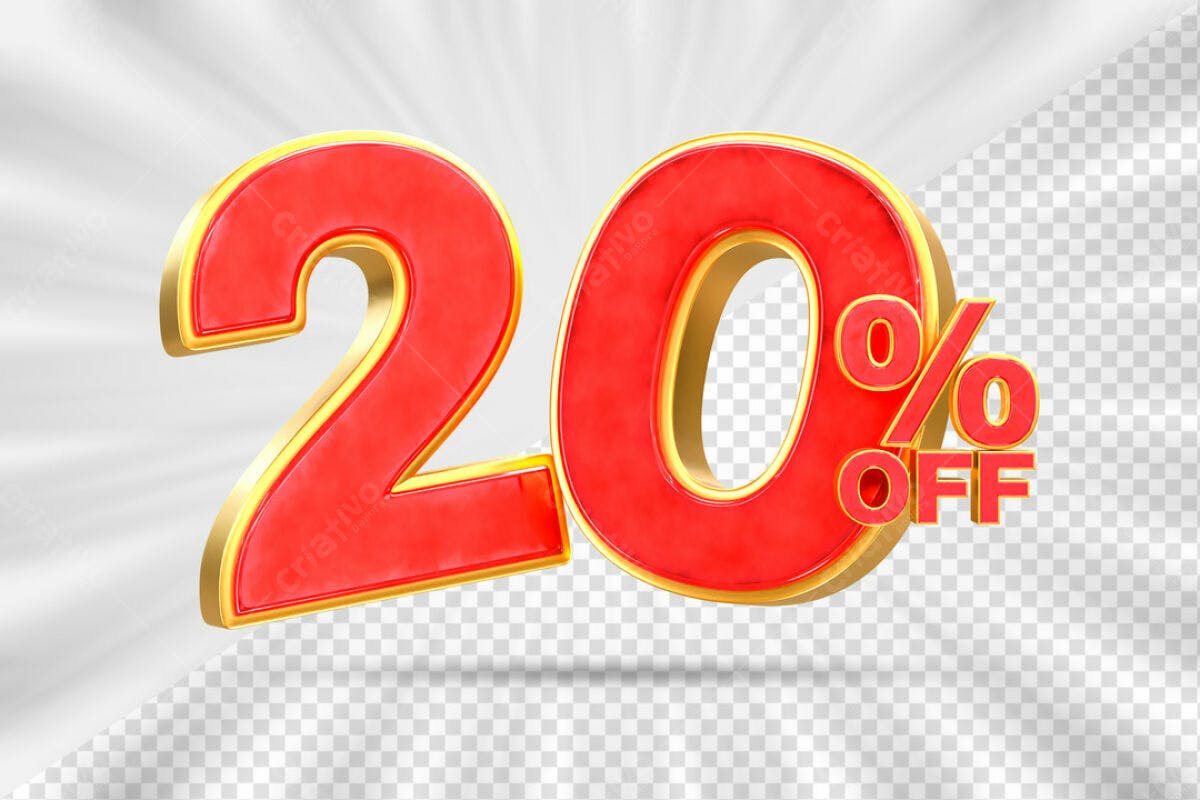 Elementos 3D para Promoção 20% OFF PSD Editável