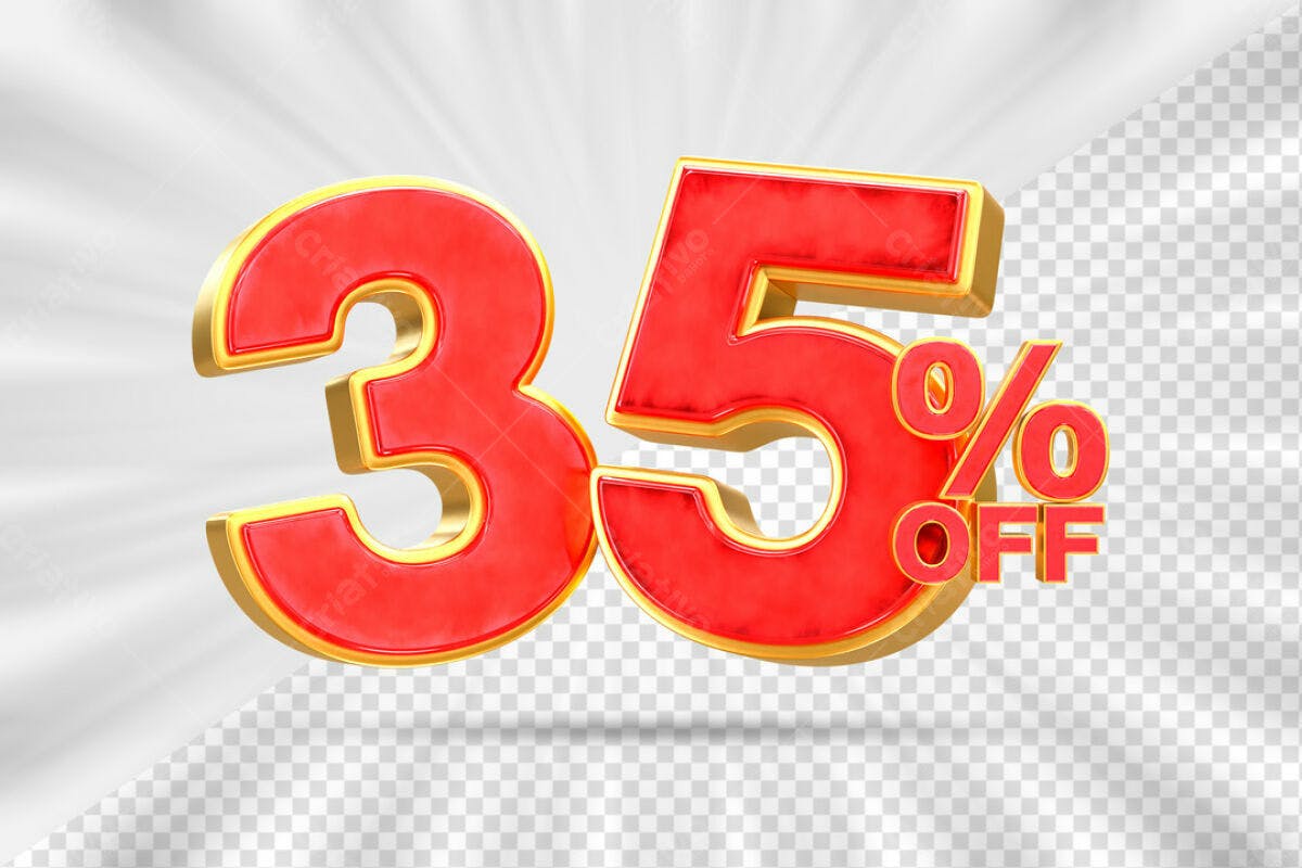 Números 35% OFF PSD Editável para Promoções