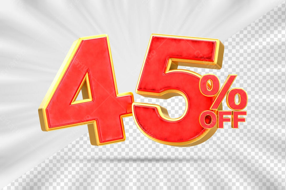 Elementos 3D para Promoção 45% OFF PSD Editável