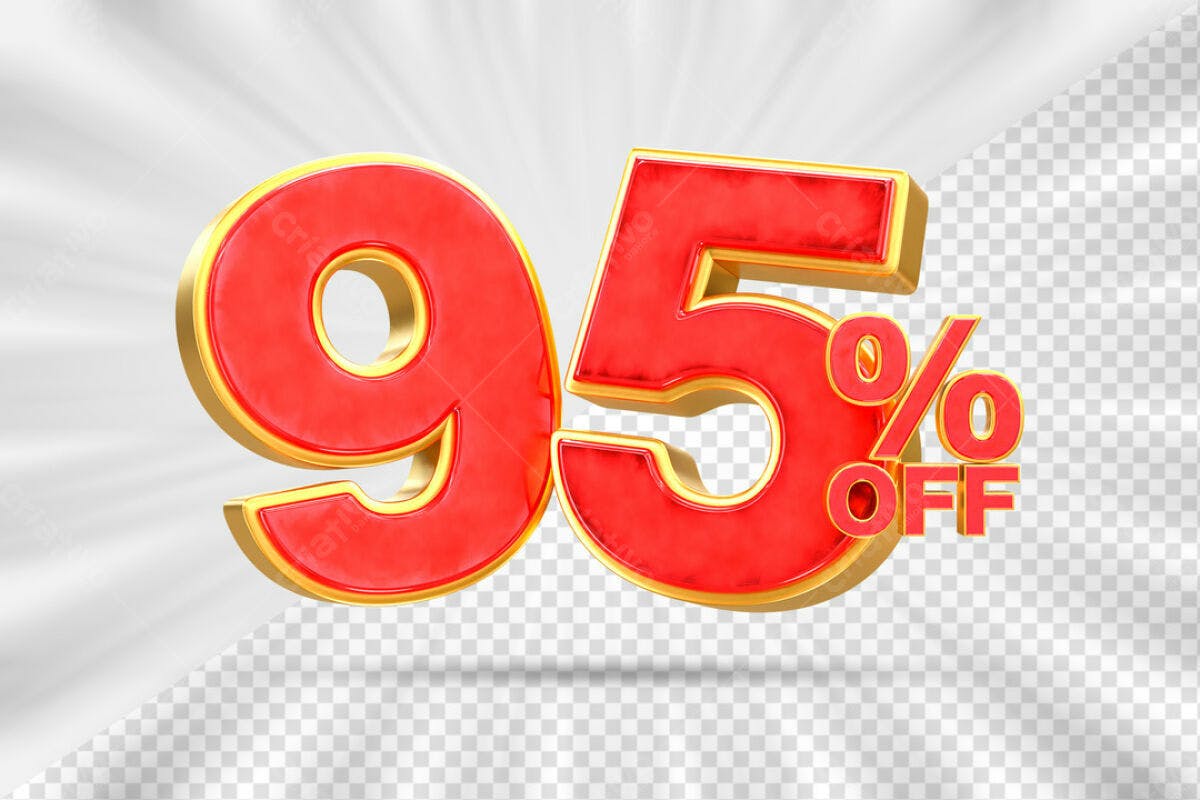 Elementos 3D para Promoção 95% OFF PSD Editável