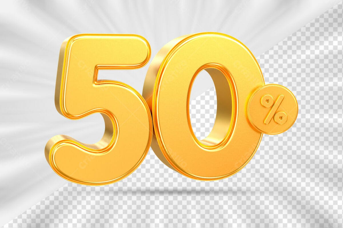Números 50% de Desconto em PSD Editável