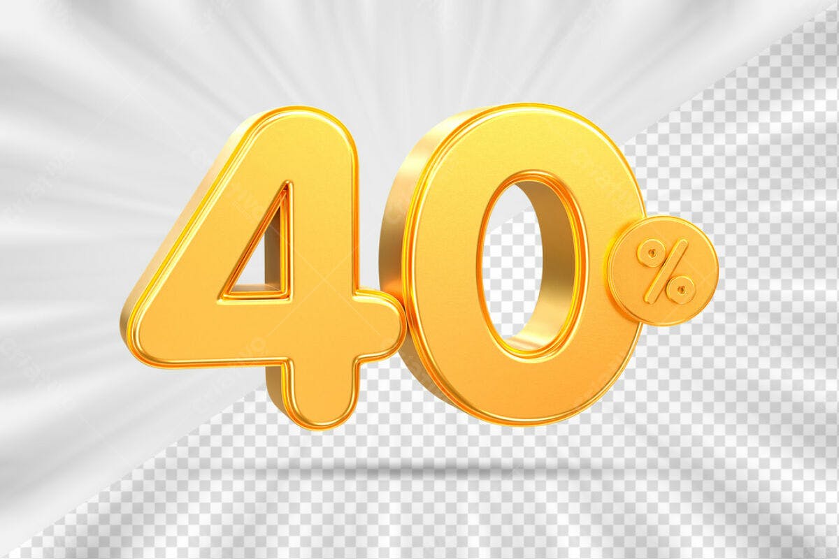 Elementos 3D para Promoção 40% OFF PSD Editável