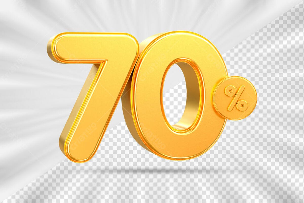 Elementos 3D para Promoção 70% OFF PSD Editável