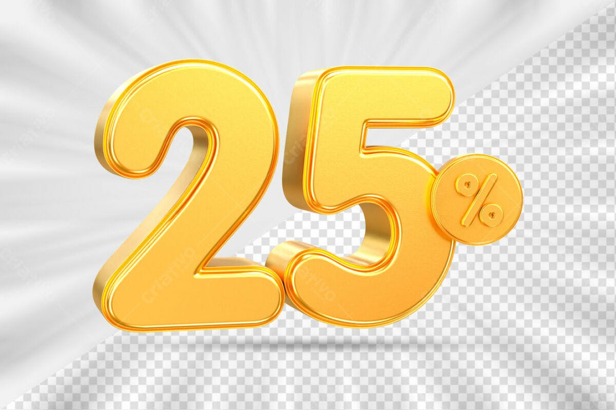 Números 25% Desconto PSD Editável