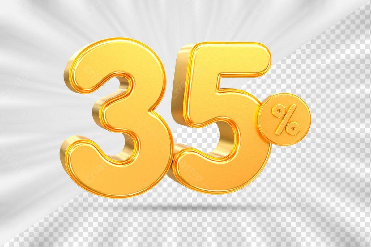 Números 35% Desconto PSD Editável