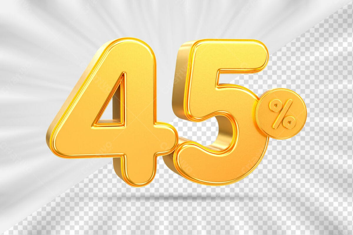 Números Dourados 45% Desconto PSD Editável