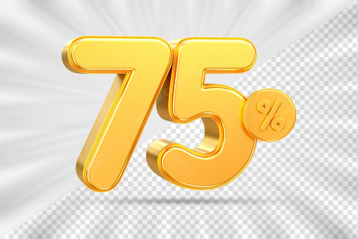 Elemento 3D 75% Desconto PSD Editável