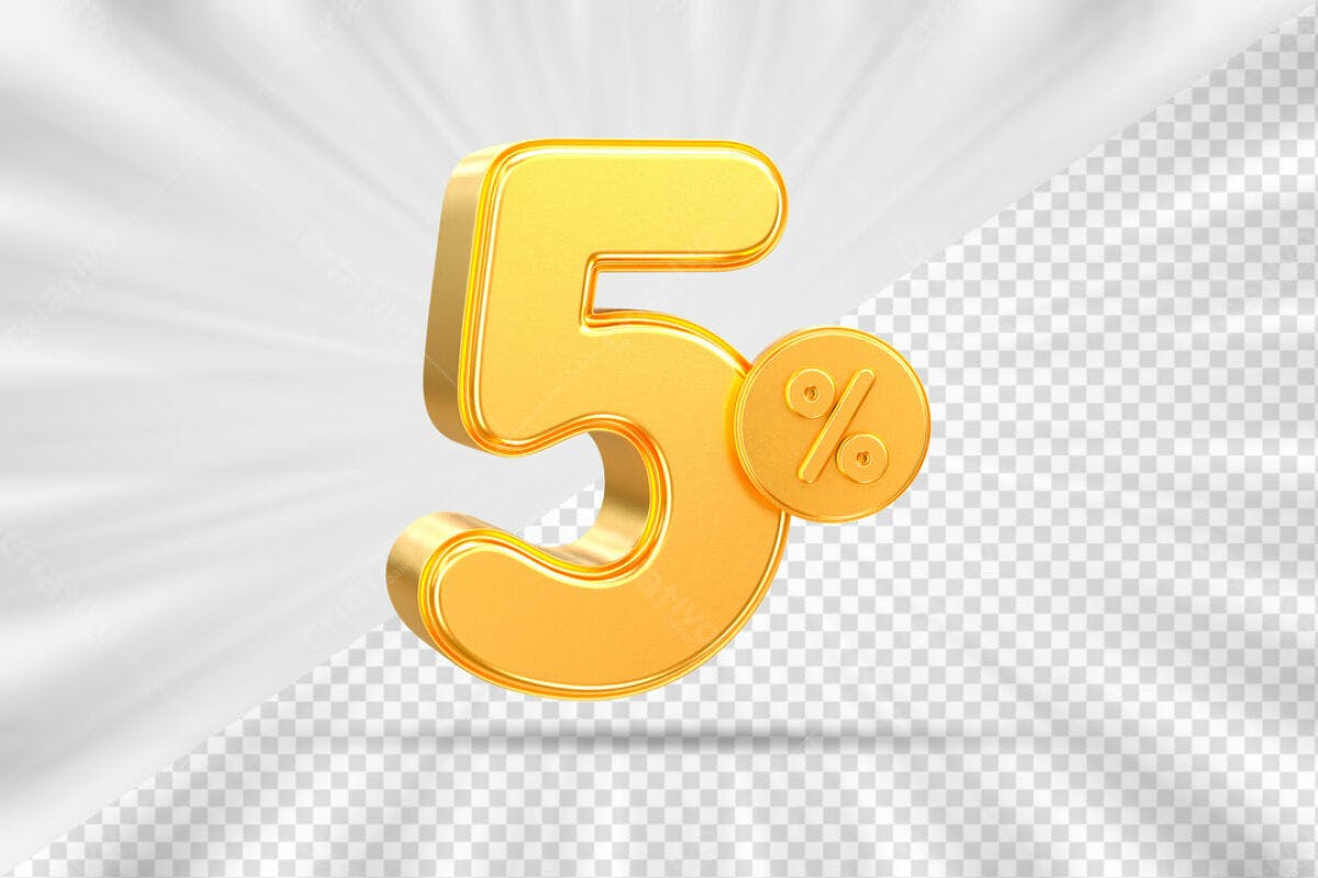 Elemento 3D 5% de Desconto PSD Editável