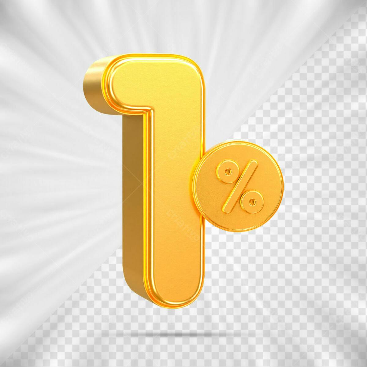 Elemento 1% Desconto em Ouro PSD Editável