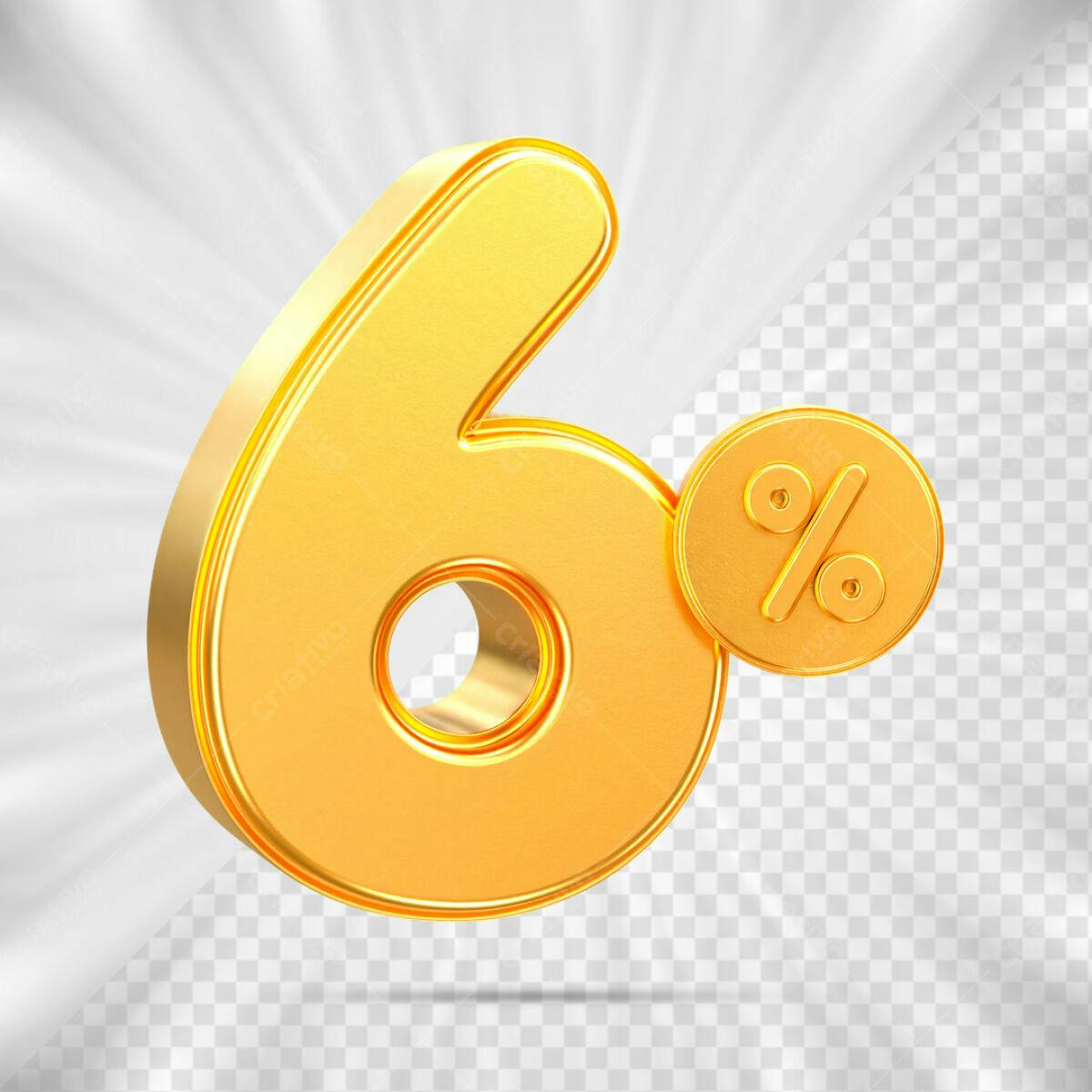 Elemento 3D de 6% de Desconto PSD Editável