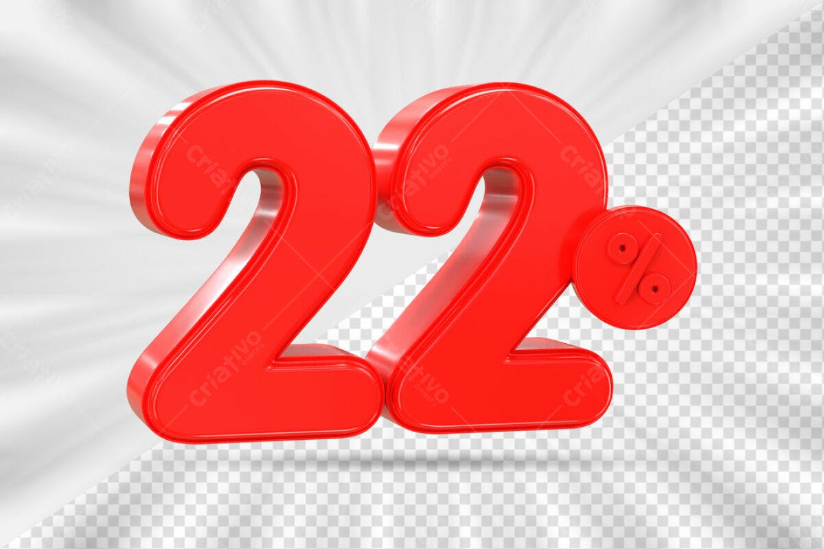 Números 22% Desconto PSD Editável