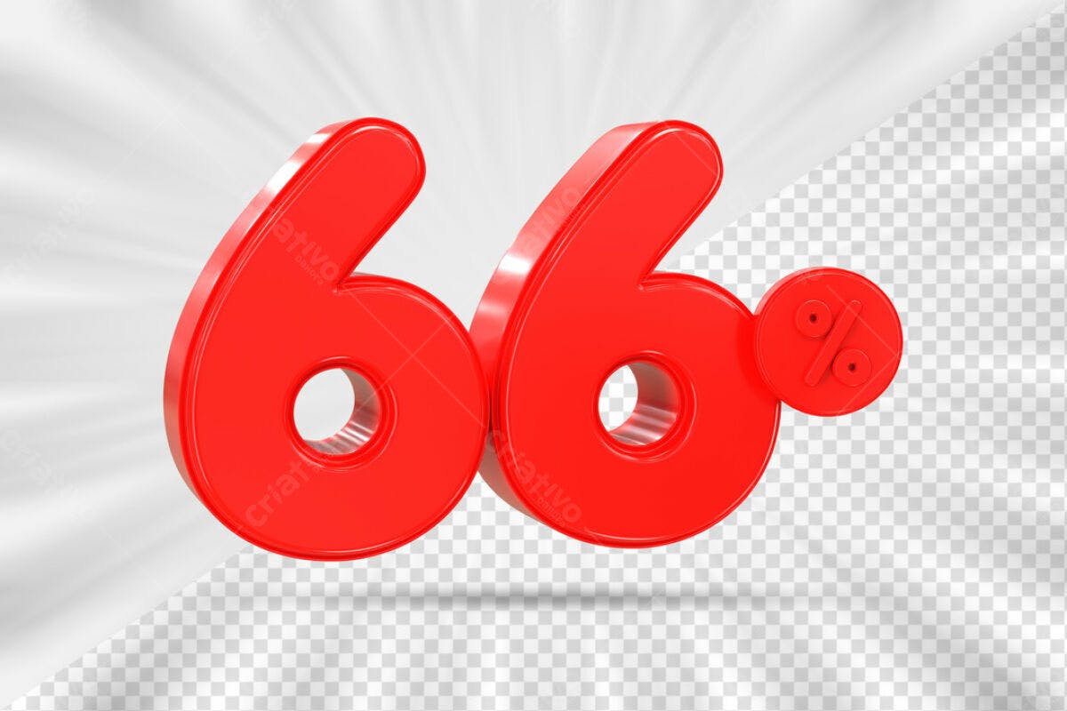 Números 66% Desconto PSD Editável