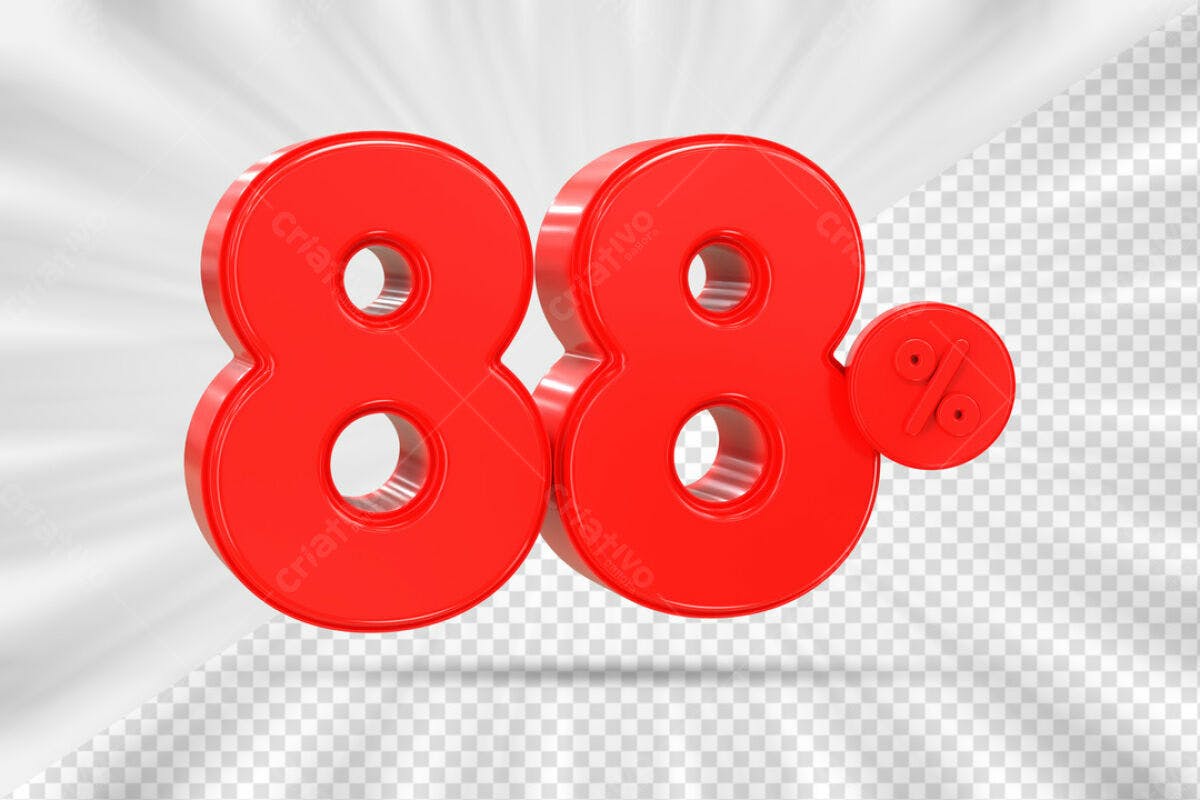 Design de Número 88% PSD Editável para Promoções