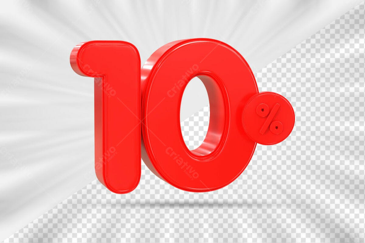 Elemento 3D 10% Desconto PSD Editável