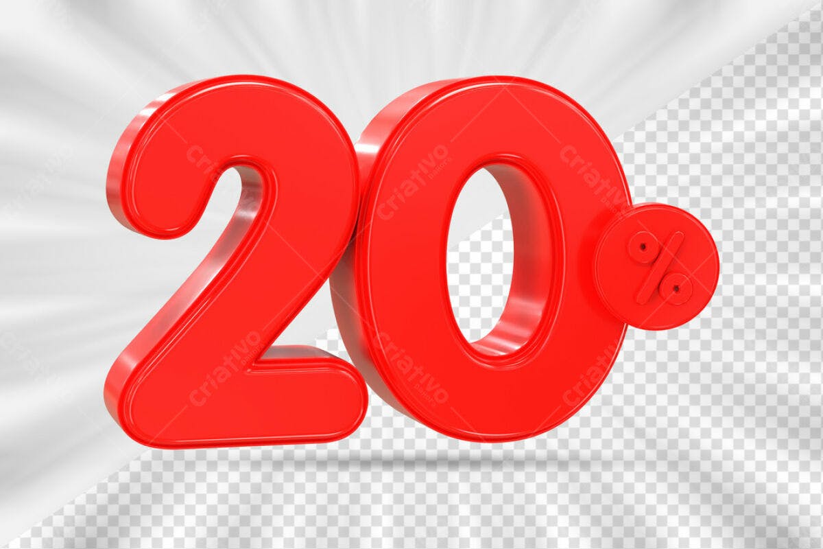 Elementos 3D para Promoção de 20% PSD Editável