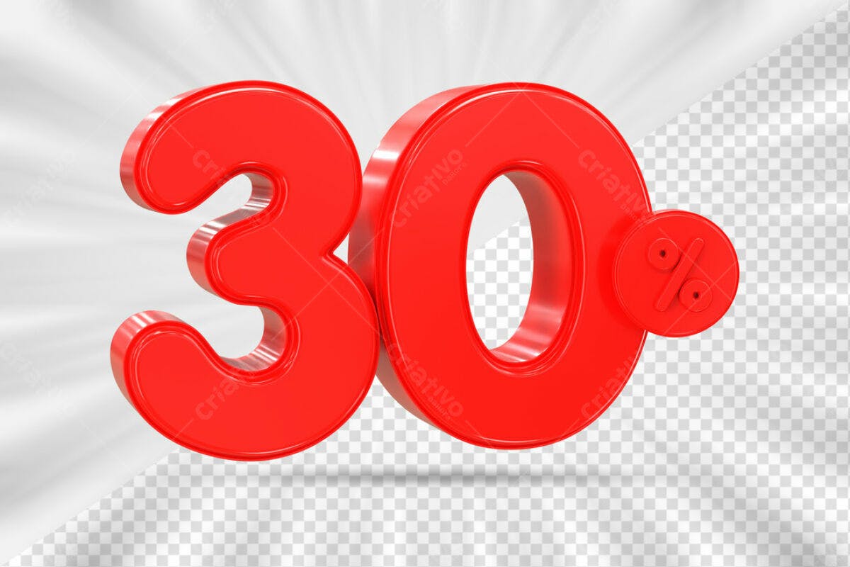 Elemento 3D 30% Desconto PSD Editável
