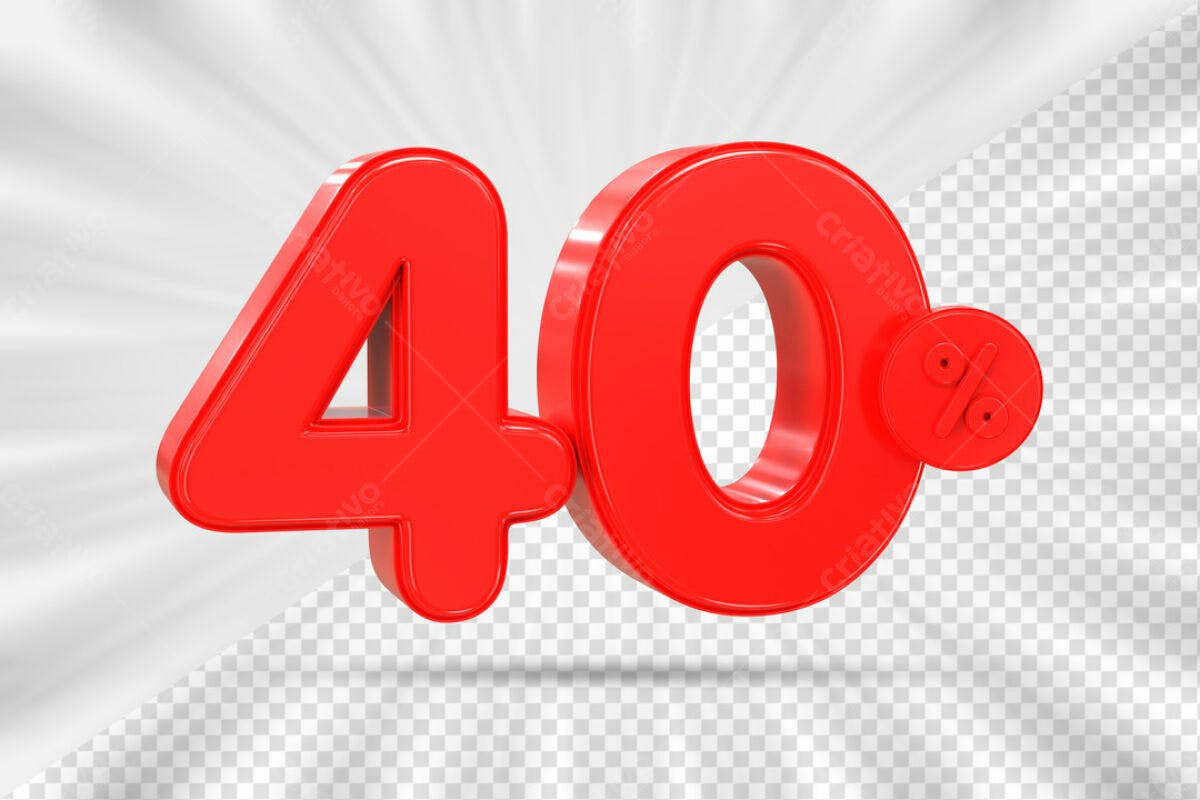 Números 40% Desconto PSD Editável