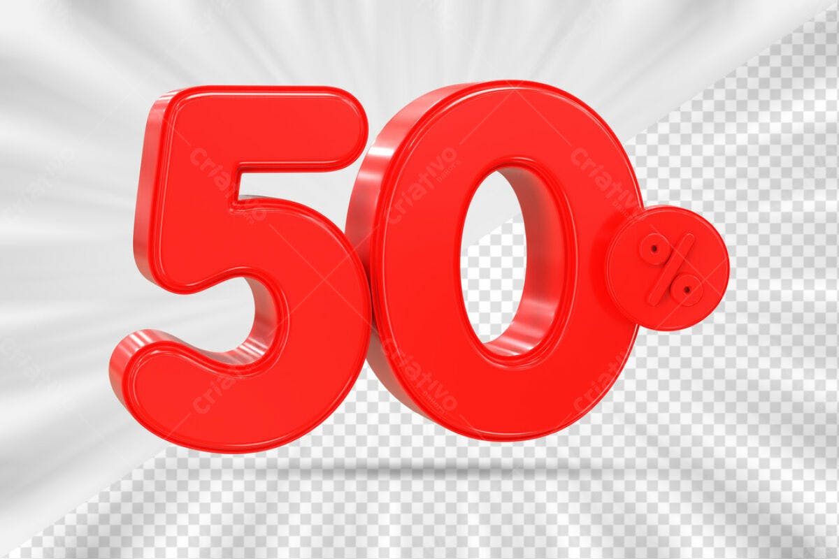 Números 50% Desconto PSD Editável