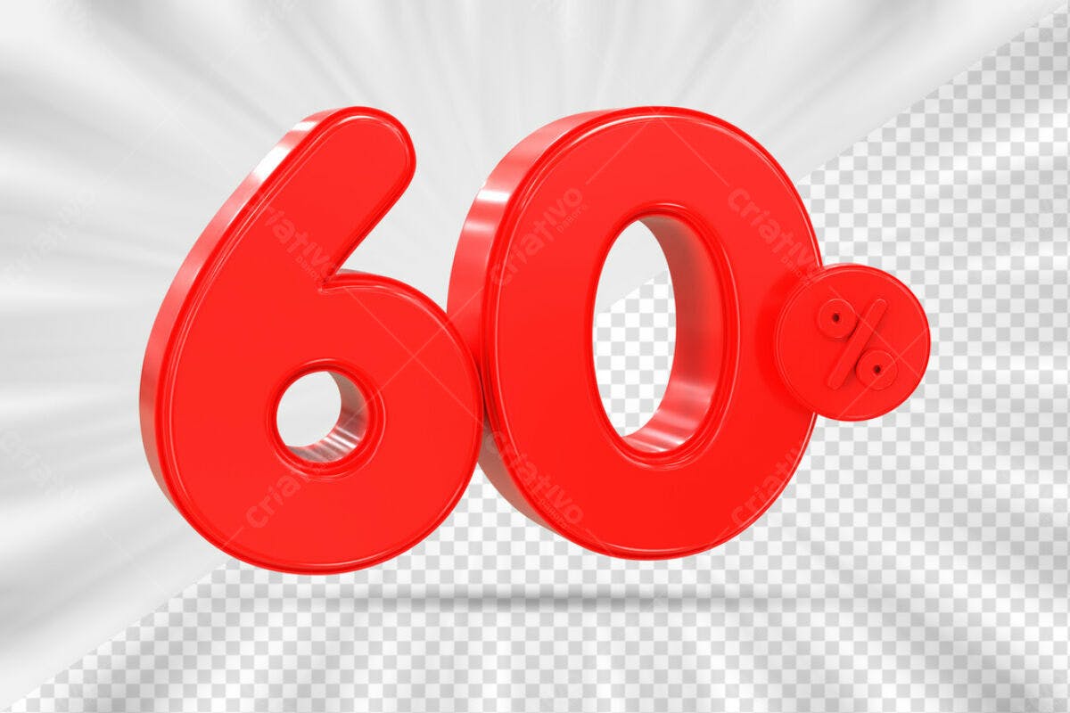 Números 60% Desconto PSD Editável
