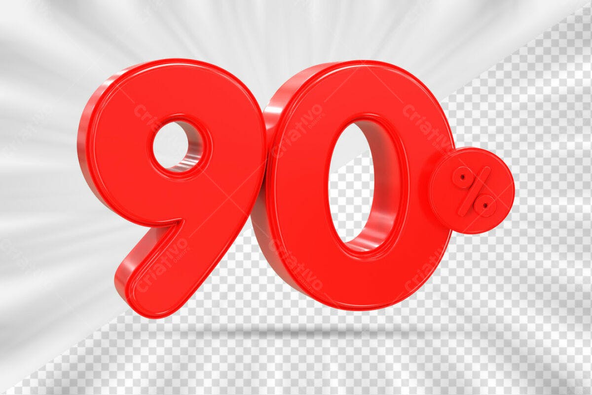 Elementos 3D para Promoção 90% OFF PSD Editável
