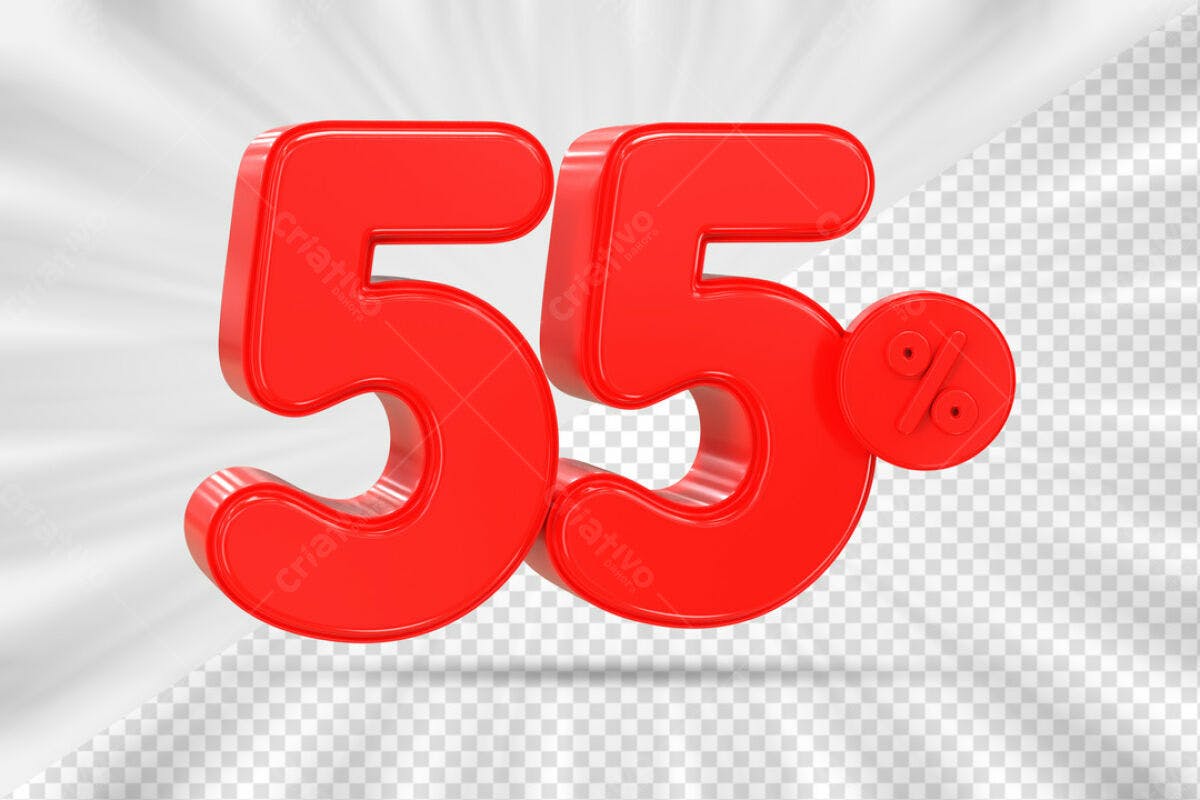 Números 55% de Desconto PSD Editável