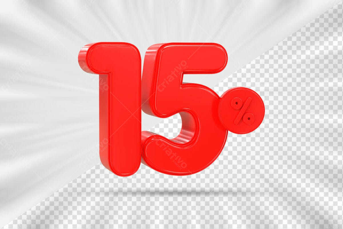 Design de Número 15% de Desconto PSD Editável