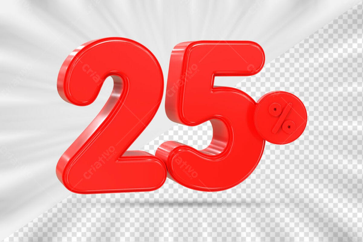 Elementos 3D para Promoção 25% PSD Editável