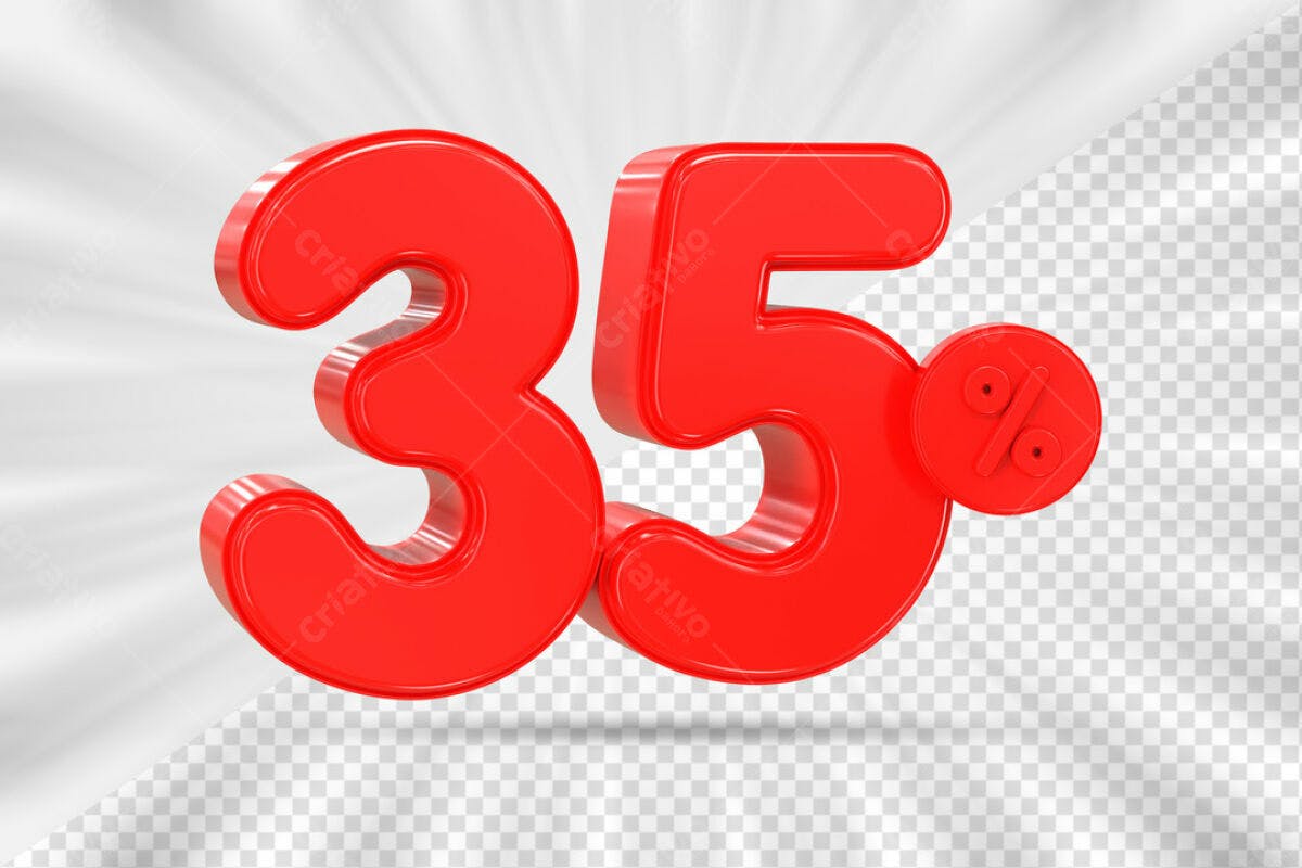 Números 35% Desconto PSD Editável