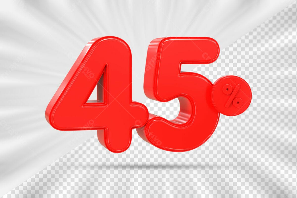 Elemento 3D 45% Desconto PSD Editável