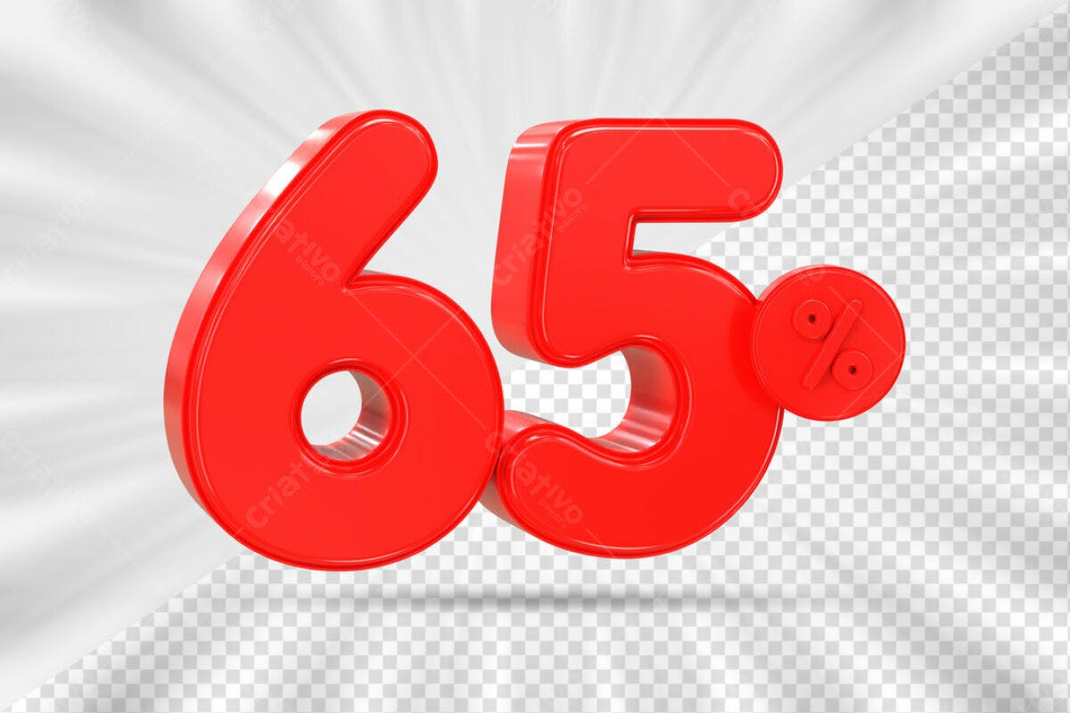 Número 65% de Desconto PSD Editável