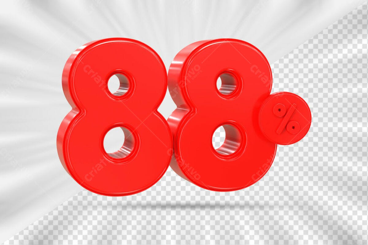 Números 88% Desconto PSD Editável