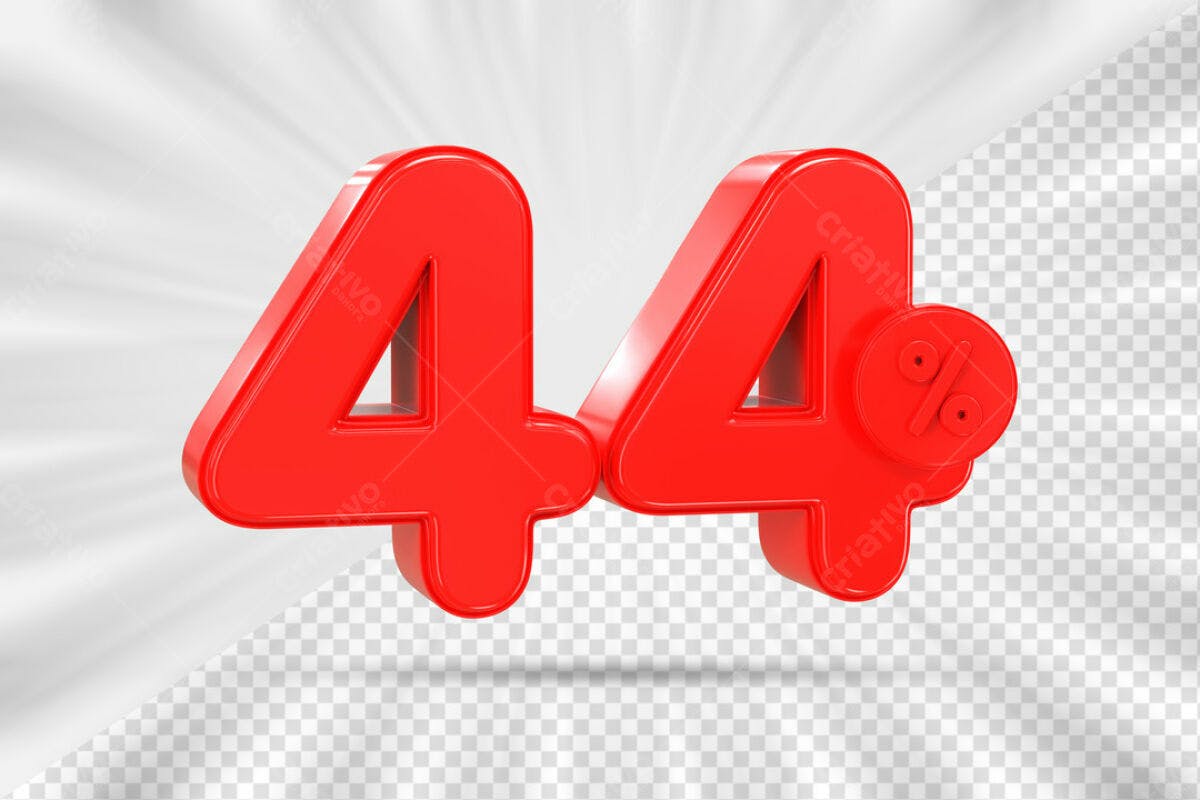 Elementos 3D para Promoção 44% PSD Editável