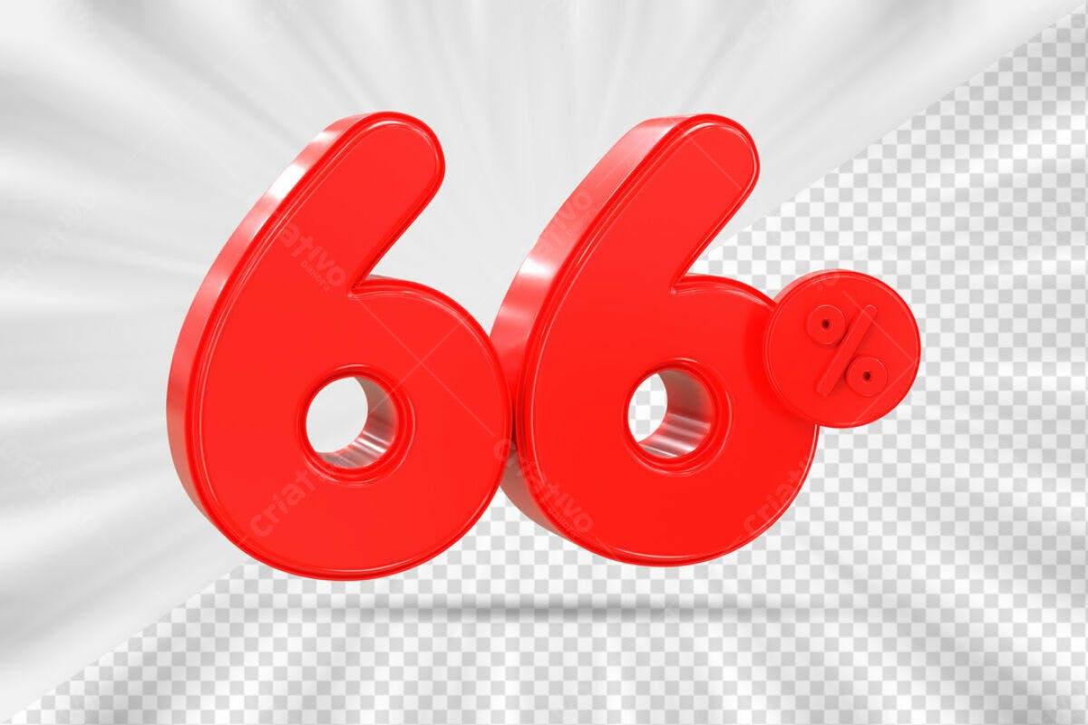 Números 66% de Desconto PSD Editável
