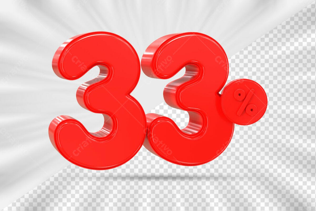 Números 33% Desconto PSD Editável