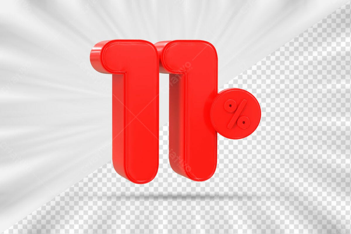 Elemento 3D Desconto 11% PSD Editável