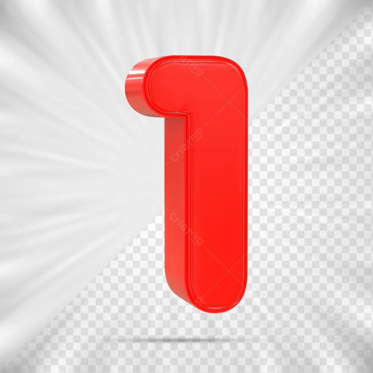 Número 1 Vermelho 3D PSD Editável