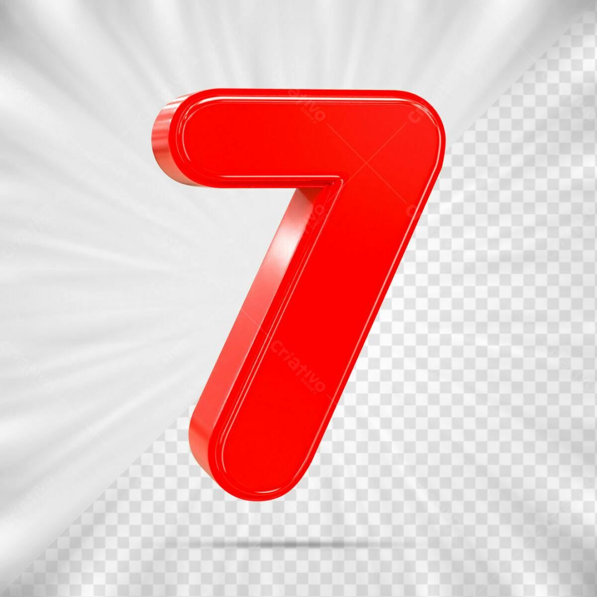 Número 7 em 3D Vermelho PSD Editável