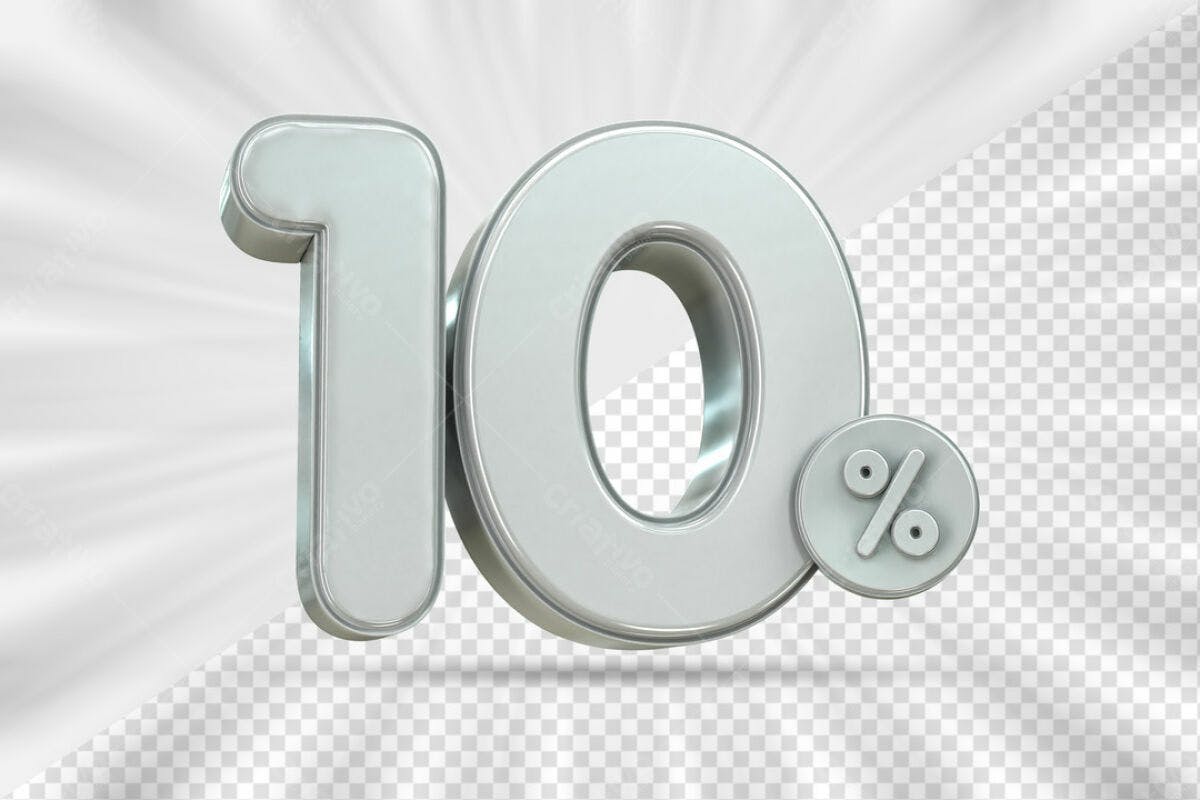 Elemento 3D 10% Desconto PSD Editável