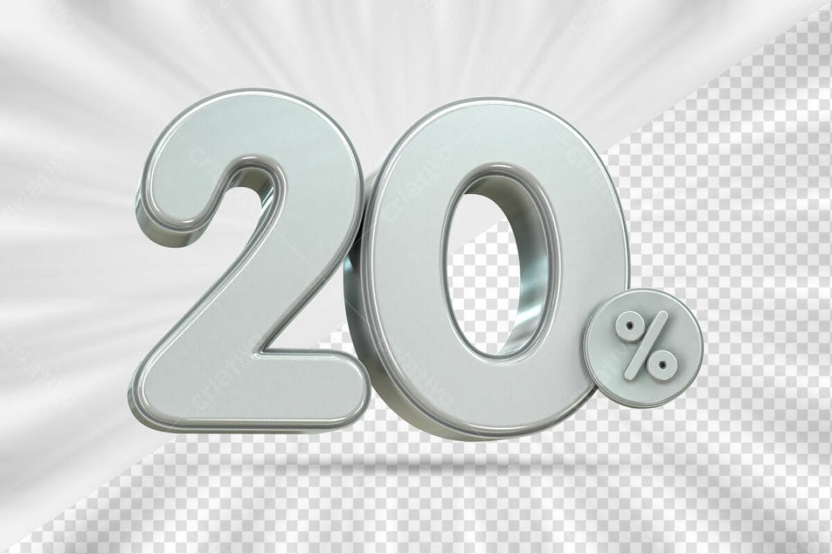 Números 20% Desconto PSD Editável