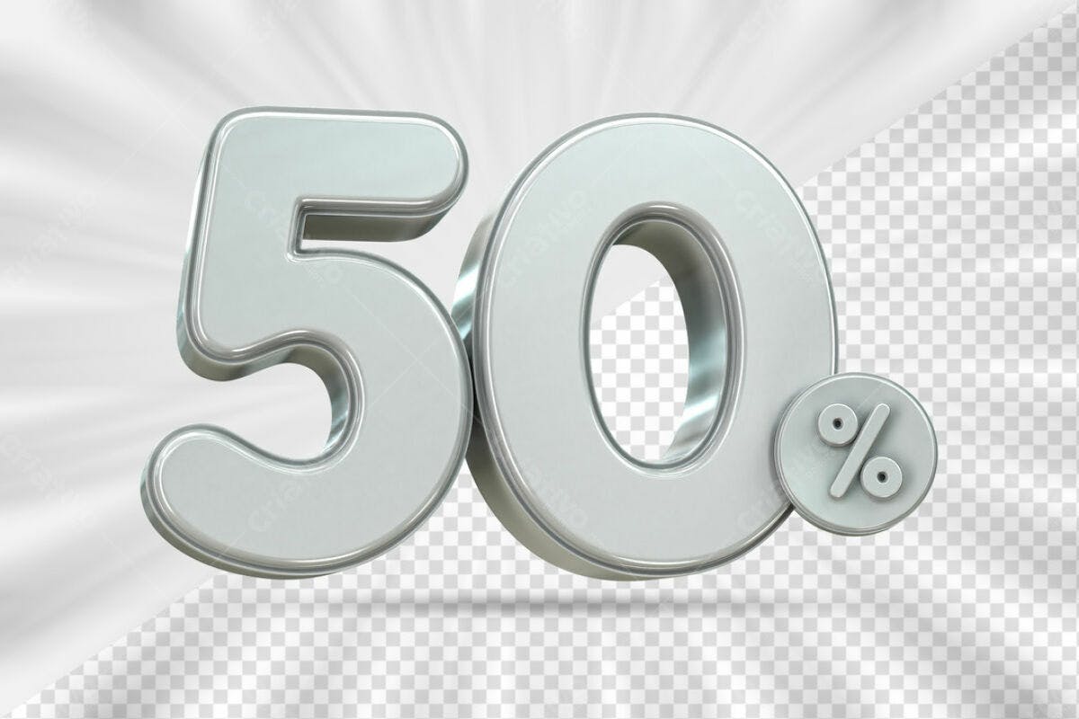 Elementos 3D para Promoção 50% Off PSD Editável