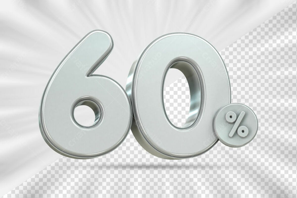 Números 60% Desconto PSD Editável