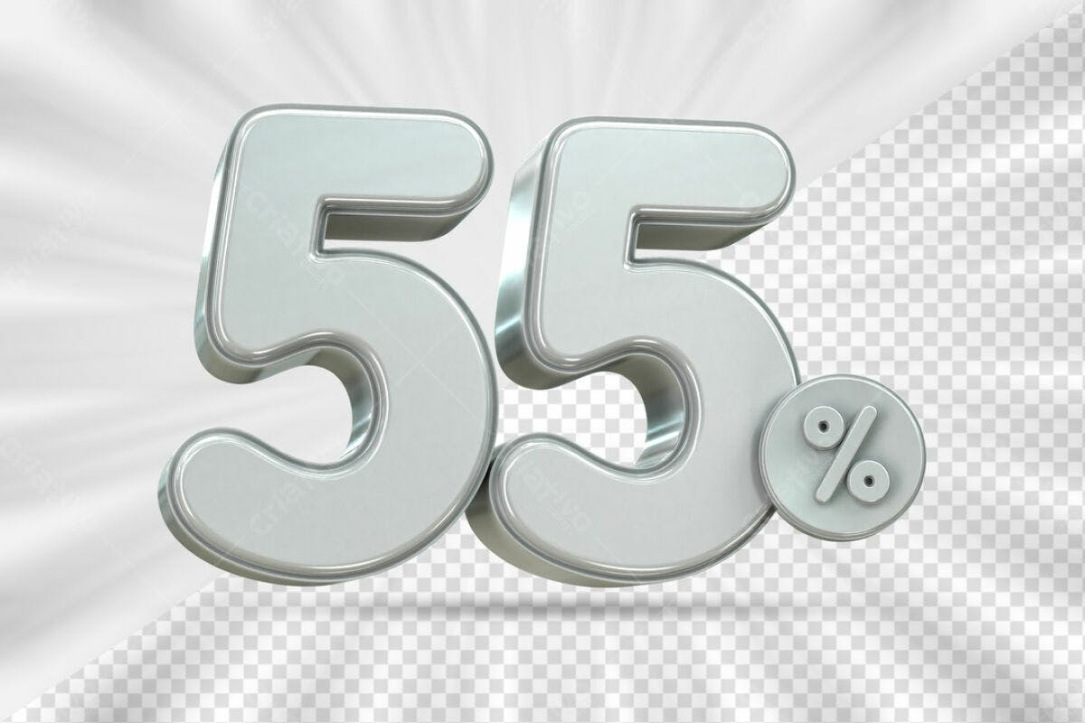 Elemento 3D 55% Desconto PSD Editável
