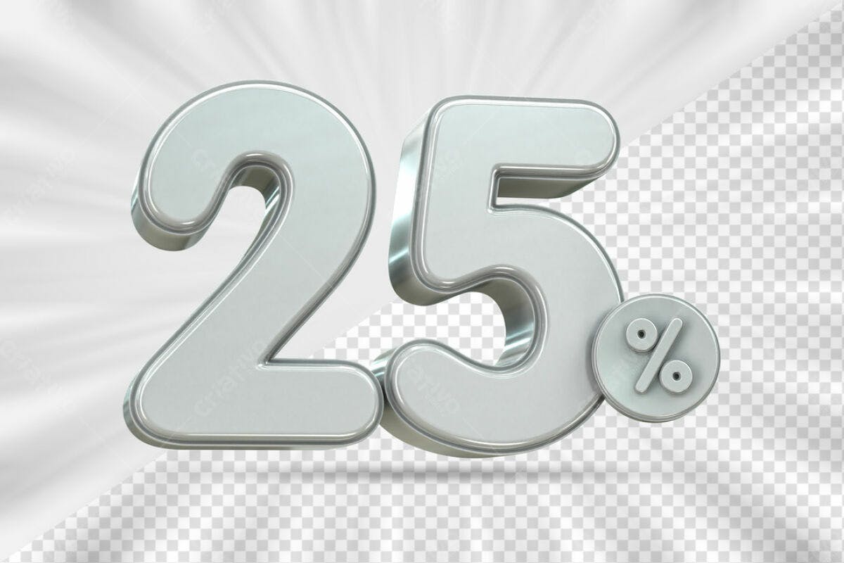 Números 25% Desconto PSD Editável