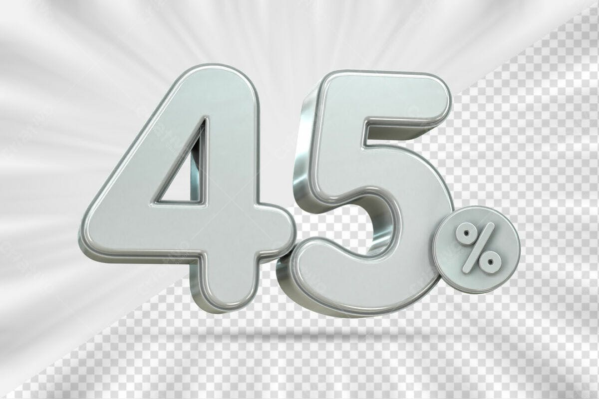 Números 45% Desconto PSD Editável